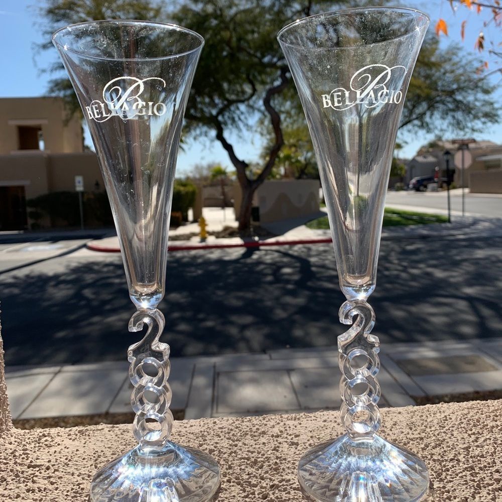 Bellagio Millennium Champagne Flutes. Box Of 2